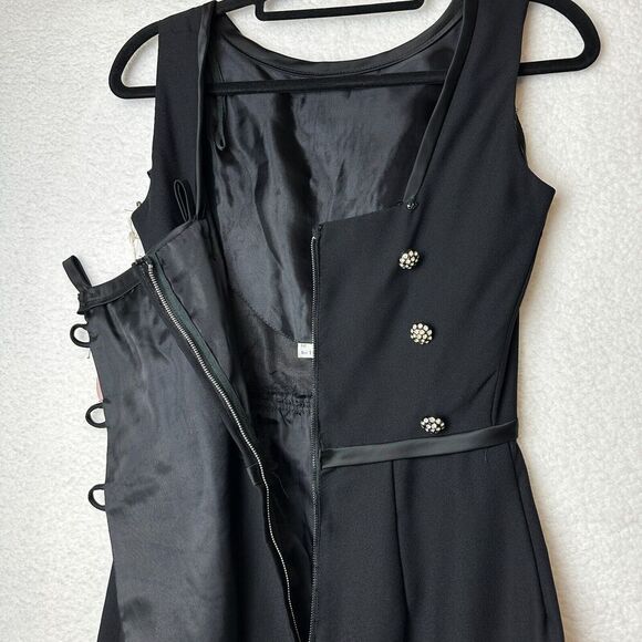 Chiara by Bloomsburg Crepe Vtg Dress Sz 11 Zip Up Front Goth Steampunk Unique - Picture 9 of 14